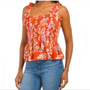 Rachel Zoe Smocked Top with Tie Straps Size Medium